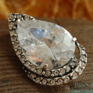 CESARSKA ŁZA - srebrna broszka kryształ i 28krysztalkow