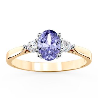 Pierścionek zaręczynowy z żółtego i białego złota z tanzanitem i brylantami AP-31ZB