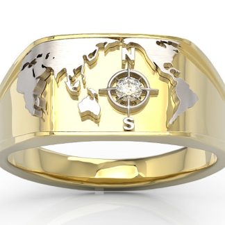 Sygnet Morski z żółtego i białego złota z brylantem SJ-1406ZB