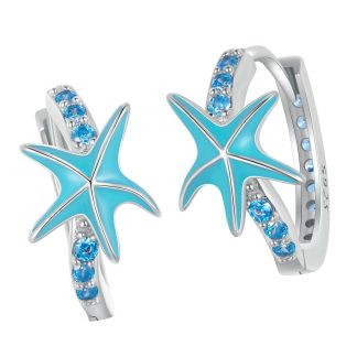 Rozgwiazdy z kryształkami zatrzaski kolczyki srebro 925