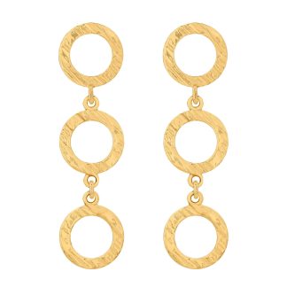 Złote długie kolczyki potrójne koła