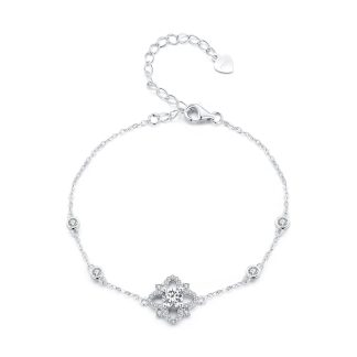 SM03 Bransoletka Moissanit 6,5 x 6,5 mm 1 ct srebrna