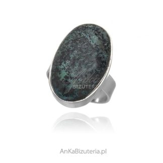 Pierścionek srebrny z  kamieniem unikat shattuckite  rozm. 17
