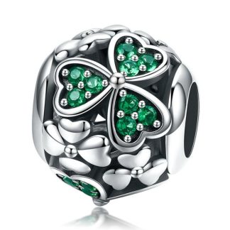 Srebrny charms kula z czterolistnych koniczynek koralik beads srebro 925