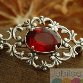 RAVENA - srebrna broszka z rubinem