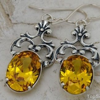 XERTA - srebrne kolczyki z cytrynem złocistym