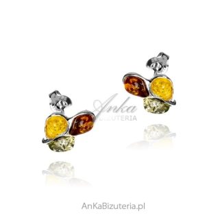 Kolczyki srebrne z bursztynem