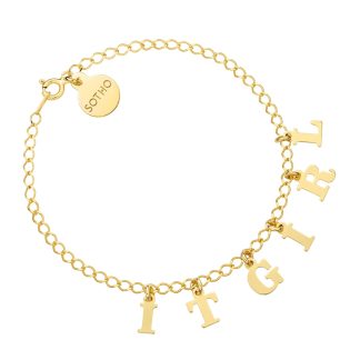Złota bransoletka z literkami i cyferkami : Ilość liter - 12