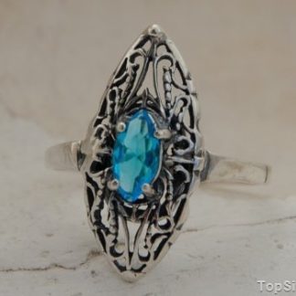 PORTO - srebrny pierścionek z akwamarynem