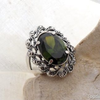 CASTELLON - srebrny pierścień z oliwinem