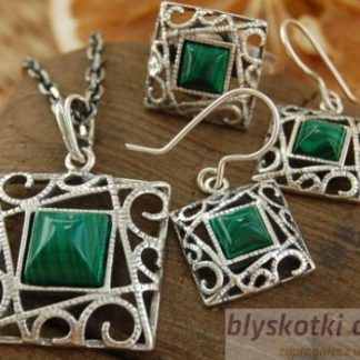 SIMPLE - srebrny komplet z malachitem