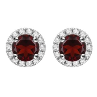 FUNK RED Srebrne kolczyki z granatami małe 2,2 ct.