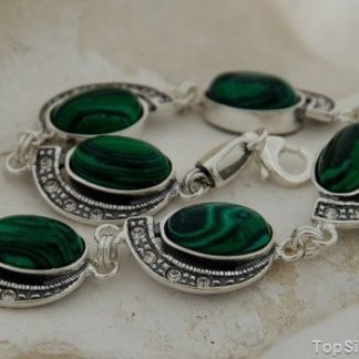 RIPOLI - srebrne bransoleta z malachitem i cyrkoni