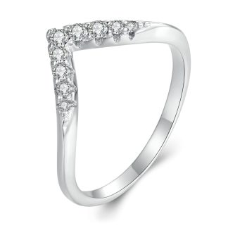 Srebrny pierścionek w kształcie V z Moissanitami srebro 925 rozmiar R12