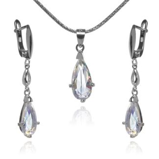 Elegancka biżuteria srebrna z kryształami aurora borealis