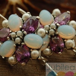 PAWIE OKO - srebrne kolczyki perły ametysty opale