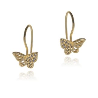 Kolczyki srebrne pozłacane motylki z mikro cyrkoniami