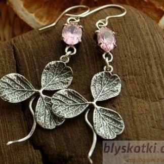 KONICZYNKA - srebrne kolczyki z różowym kryształem