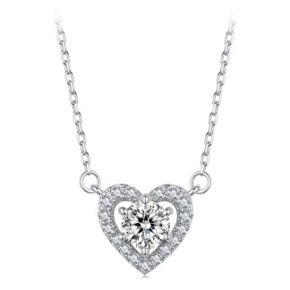 Srebrny naszyjnik serce Moissanit 0,5 ct srebro 925