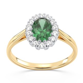 Pierścionek markiza z żółtego i białego złota ze szmaragdem i diamentami 0,21 ct wzór BP-12ZB