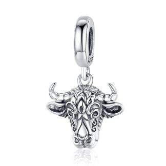 Byk srebrny charms beads srebro 925 zawieszka