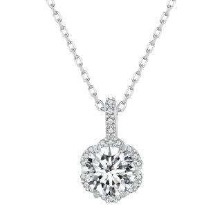 NM09 Naszyjnik Moissanit kwiat 1,0 ct srebro 925