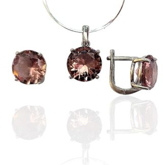Komplet biżuteria srebrna z  okrągłym sultanitem