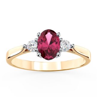Pierścionek z żółtego i białego złota z rubinem i brylantami AP-31ZB