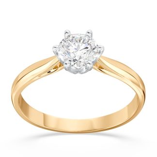 Pierścionek z brylantem certyfikowanym 0,60ct G/Si1 z żółtego i białego złota AP-6660ZB