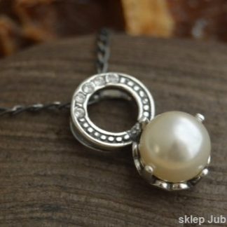 ALLI - srebrny wisiorek z perłą i kryształkami