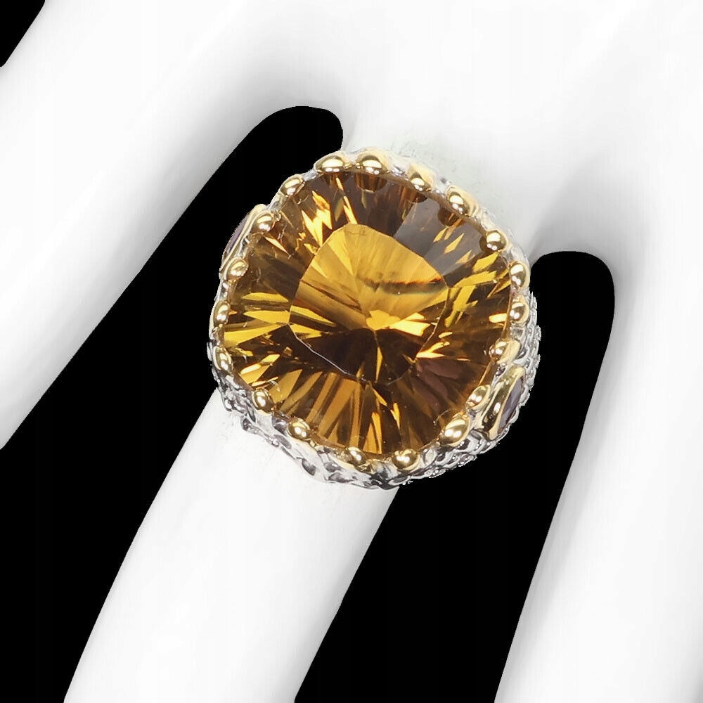 925 Pierścionek natural 16ct cytryn ametysty r 13