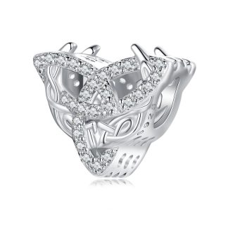 Celtycki księżyc kryształki srebrny charms koralik beads