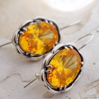 HELIANTHUS - srebrne kolczyki z cytrynem