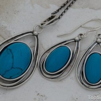 MELO - srebrny komplet z turkusem