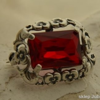 MANUELA - srebrna broszka z rubinem