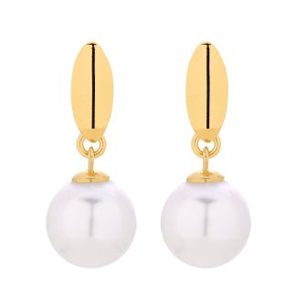 Złote kolczyki z białymi perłami SWAROVSKI® CRYSTAL