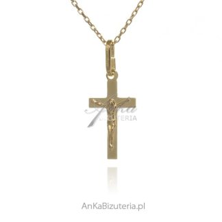 Krzyżyk srebrny pozłacany  24 k złotem