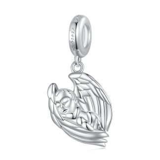 Śpiący aniołek srebrny charms zawieszka beads srebro 925