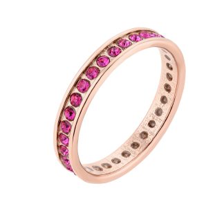 Obrączka z różowego złota z różowymi kryształami Preciosa : pierścionki - 18