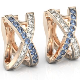 Kolczyki z różowego złota z szafirami i brylantami BP-84P