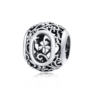 Litera O alfabet srebrny charms beads do bransoletki modułowej