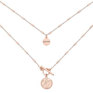 Naszyjnik z monetą z różowego złota : Długość - 41,5 cm