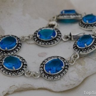 SINGAPUR - srebrna bransoletka z akwamarynami