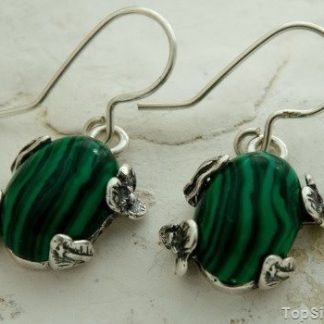 SCAVIA - srebrne kolczyki z malachitem