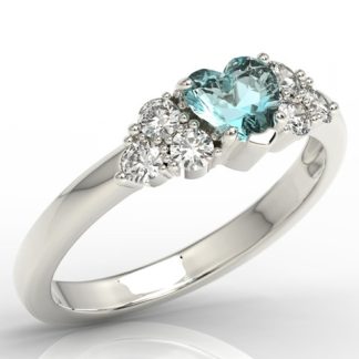 Pierścionek z białego złota z niebieskim topazem Swarovski i cyrkoniami BP-54B-C