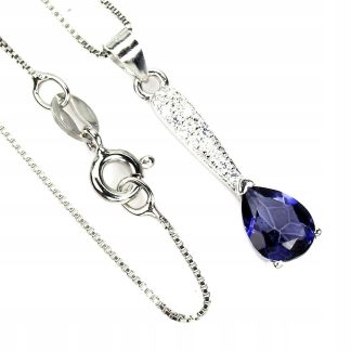 Delikatny srebrny naszyjnik Blue topaz naturalny