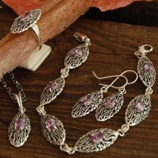 RONDA - srebrny komplet z ametystem