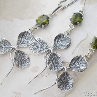 KONICZYNKA - srebrny komplet z oliwinem