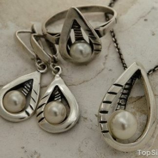 ASCO - srebrny komplet z perłą