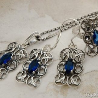 ROBBE - srebrny komplet z szafirem